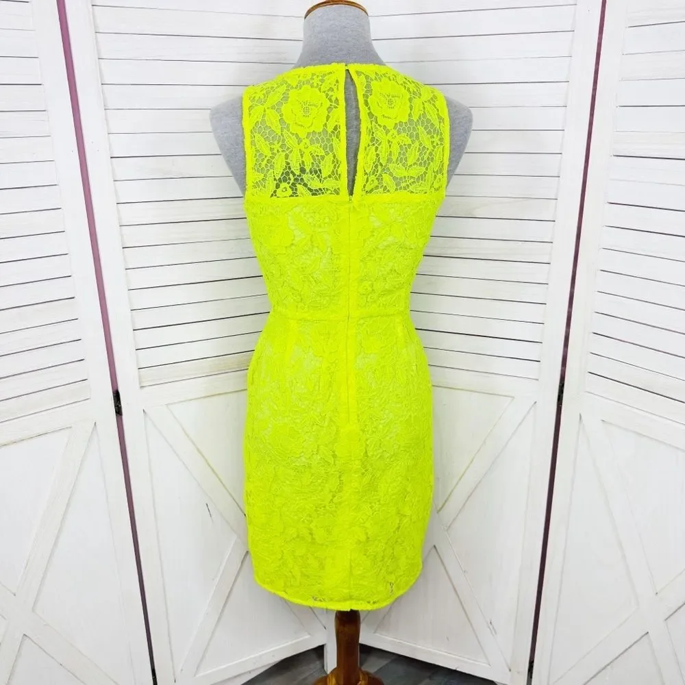 J. Crew Collection Neon‎ Lace Sleeveless Sheath Dress Yellow 4